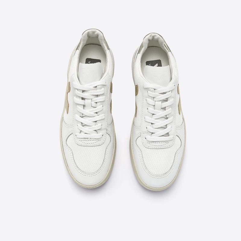 Zapatillas Veja Mujer España - V-10 Tenis Blancas Doradas ES3522781